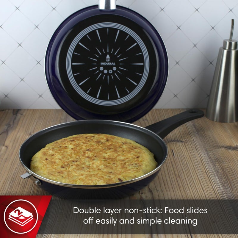 Magefesa Blue Frittata Pan. Double layer non-stick frying pan, vitrified steel, compatible with all types of fire, including induction, Dishwasher safe, Ergonomic handle (9,4â€) (BLUE) - Image 3